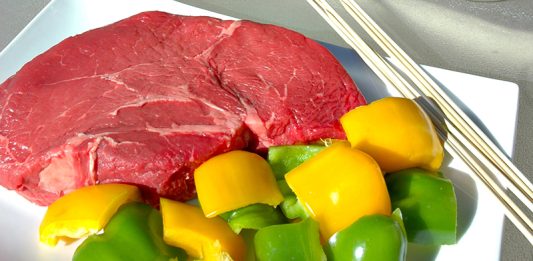 grass-fed meat with vegetables