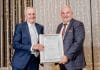 On the left is Pieter du Toit, executive director of the Dutoit Group, receiving his award from Nic Dicey, chairman of Hortgro, at the Hortgro Awards evening held at the Lord Charles Hotel in Somerset West on 31 May.
