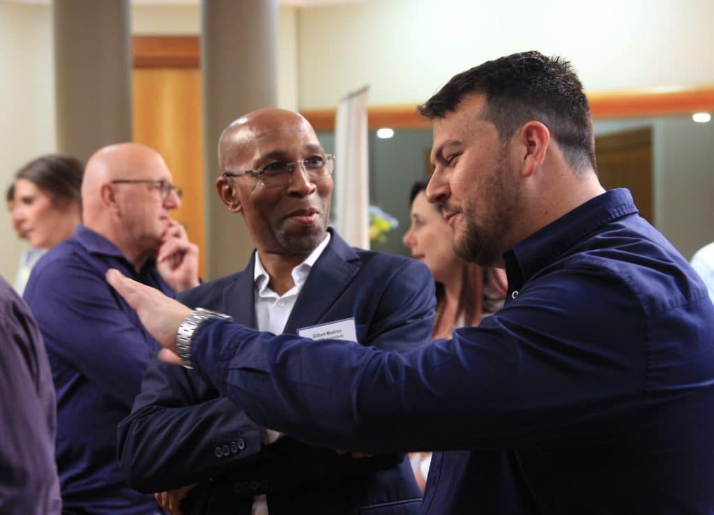 Gilbert Mediroe, the Department of Agriculture’s deputy director of national plant and plant product inspections, and Juan-Pierre Kotzé, an agricultural economist from SACOTA. (Photograph: SACOTA)